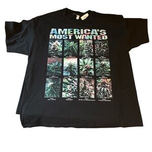 Black Graphic T-Shirt 420 Leaf Design 100% Cotton NWT